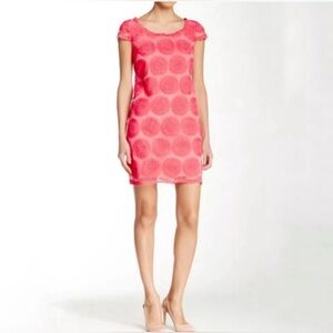 Betsey Johnson Coral Pink Floral Sheer Shift Dress